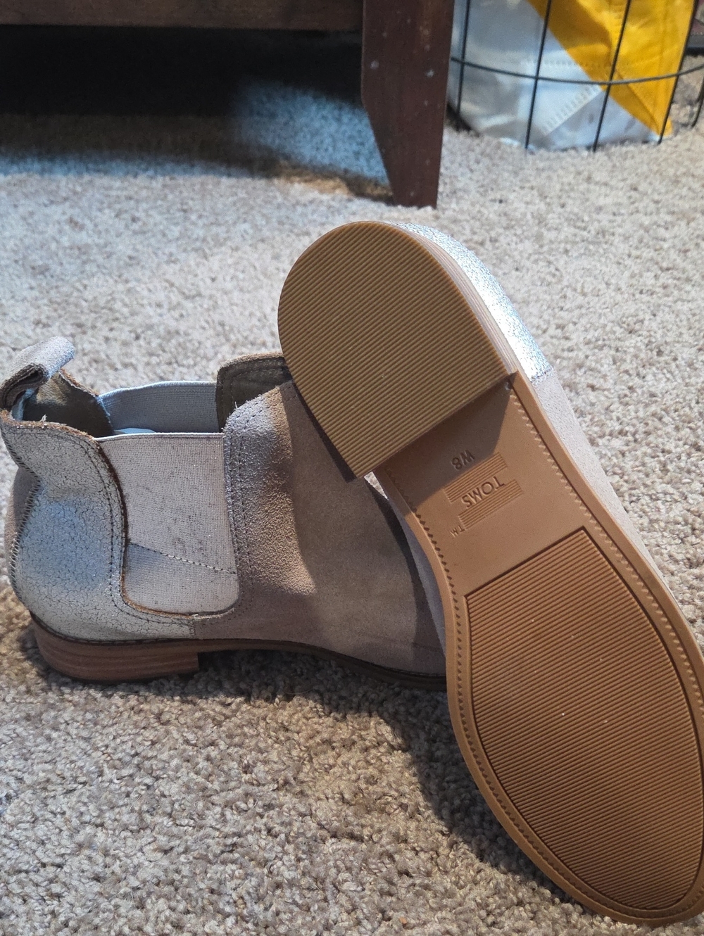 TOMS Women's Light Taupe Suede Chelsea Booties